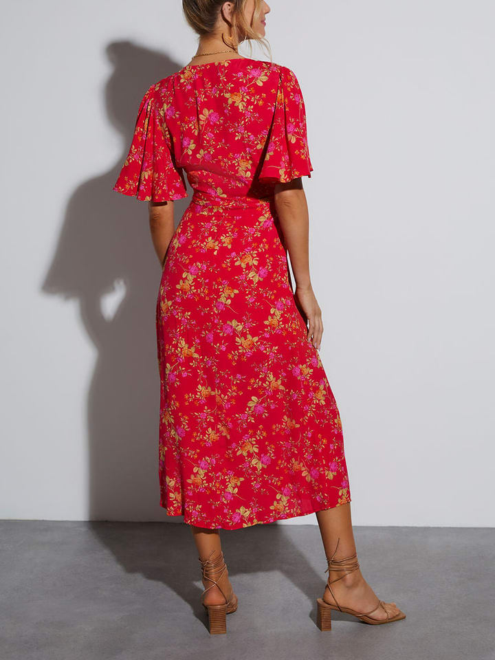 Milan Kiss Kleid in Rot/ Beige günstig kaufen