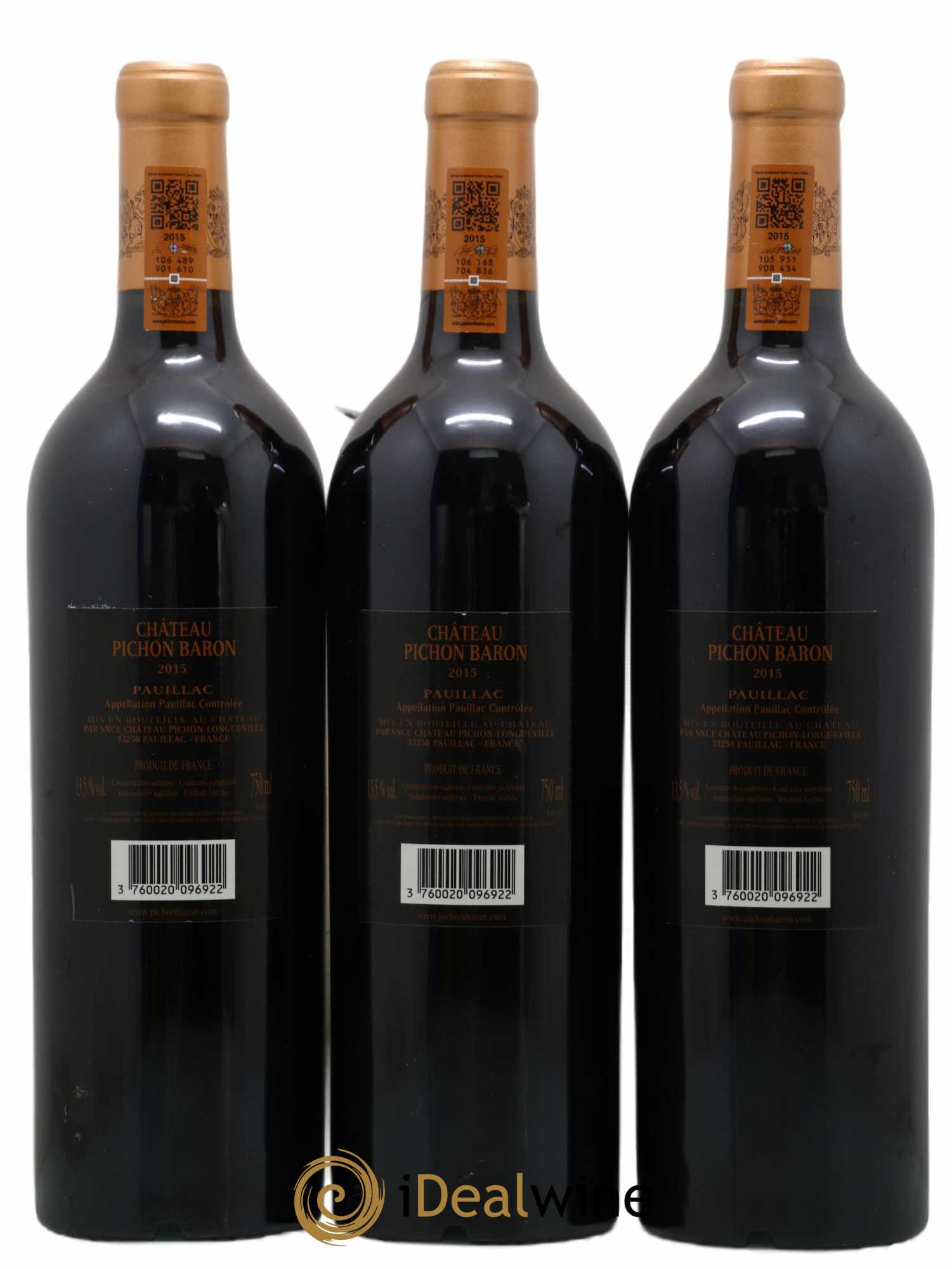 Pichon Longueville Baron 2ème Grand Cru Classé  2015 - Lot de 12 Bouteilles
