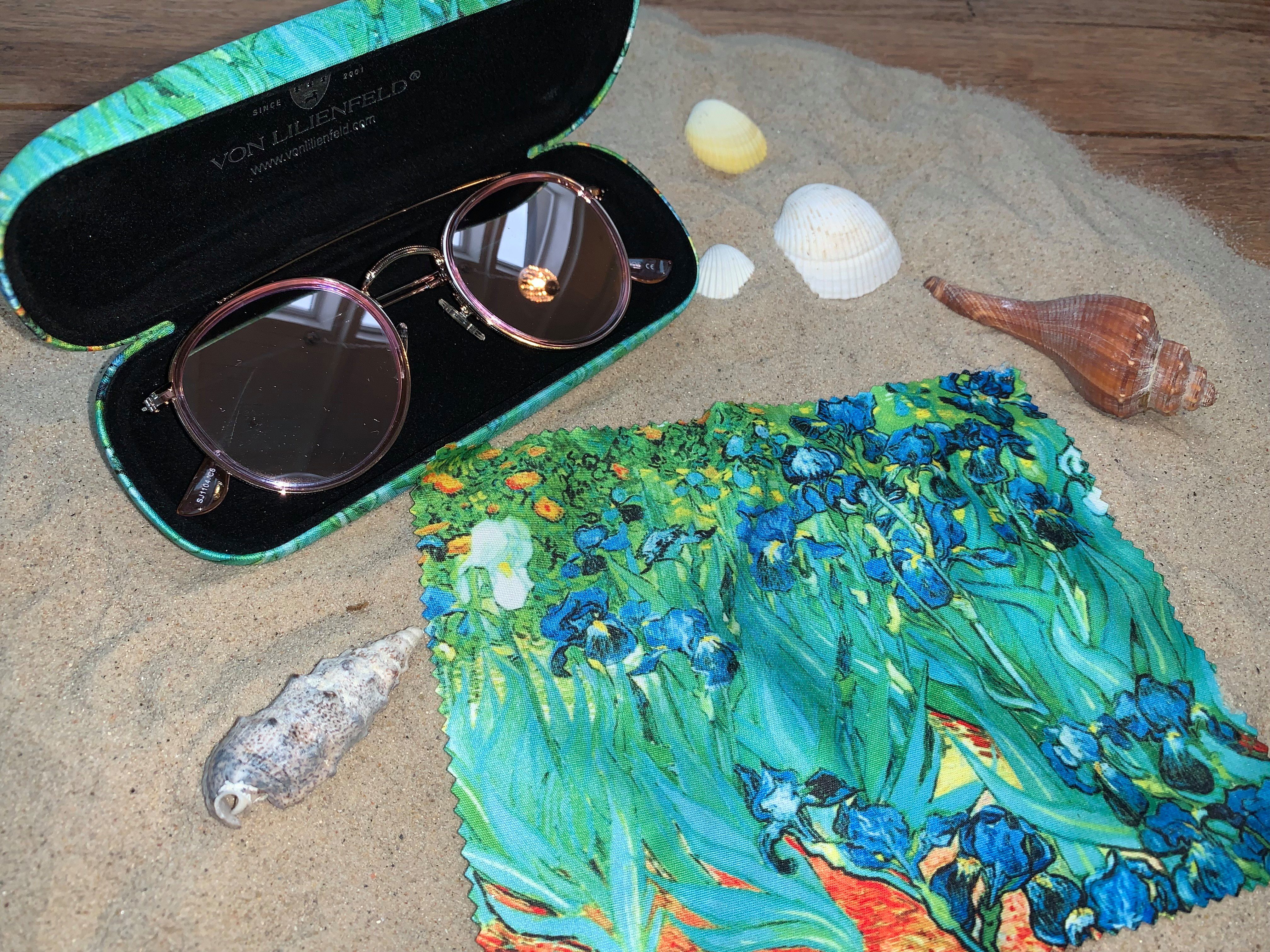 von Lilienfeld Brillenetui Brillenetui Vincent van Gogh Iris Blumen Kunst Motiv Brillenbox, stabiles mit Mikrofaser bezogenes Hardcase