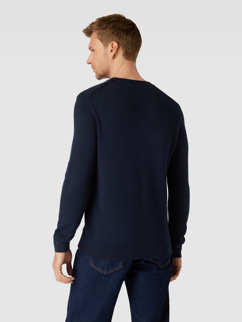 Strickpullover mit Label-Stitching in marineblau