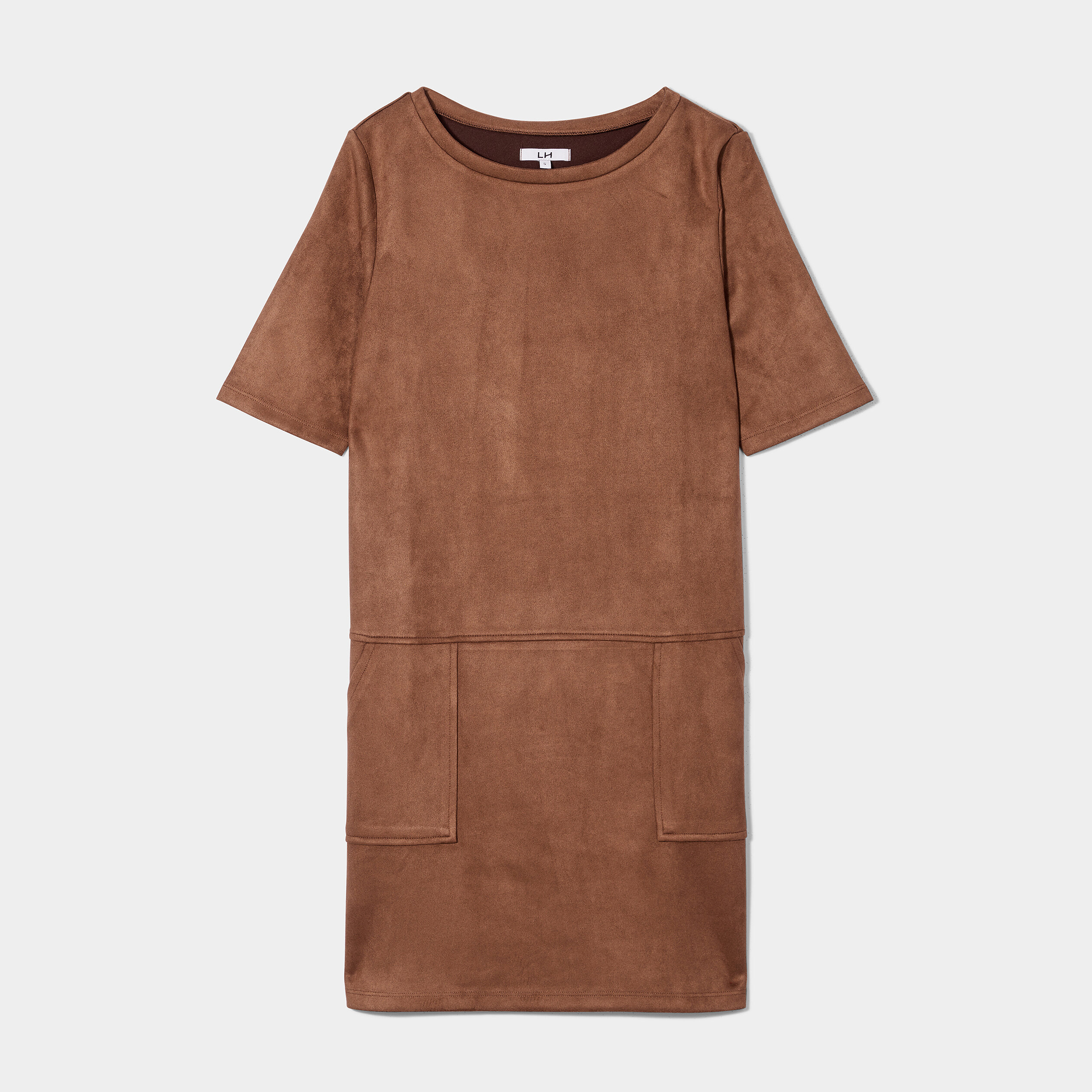 Robe suédine droite avec poches marron foncé femme | La Halle