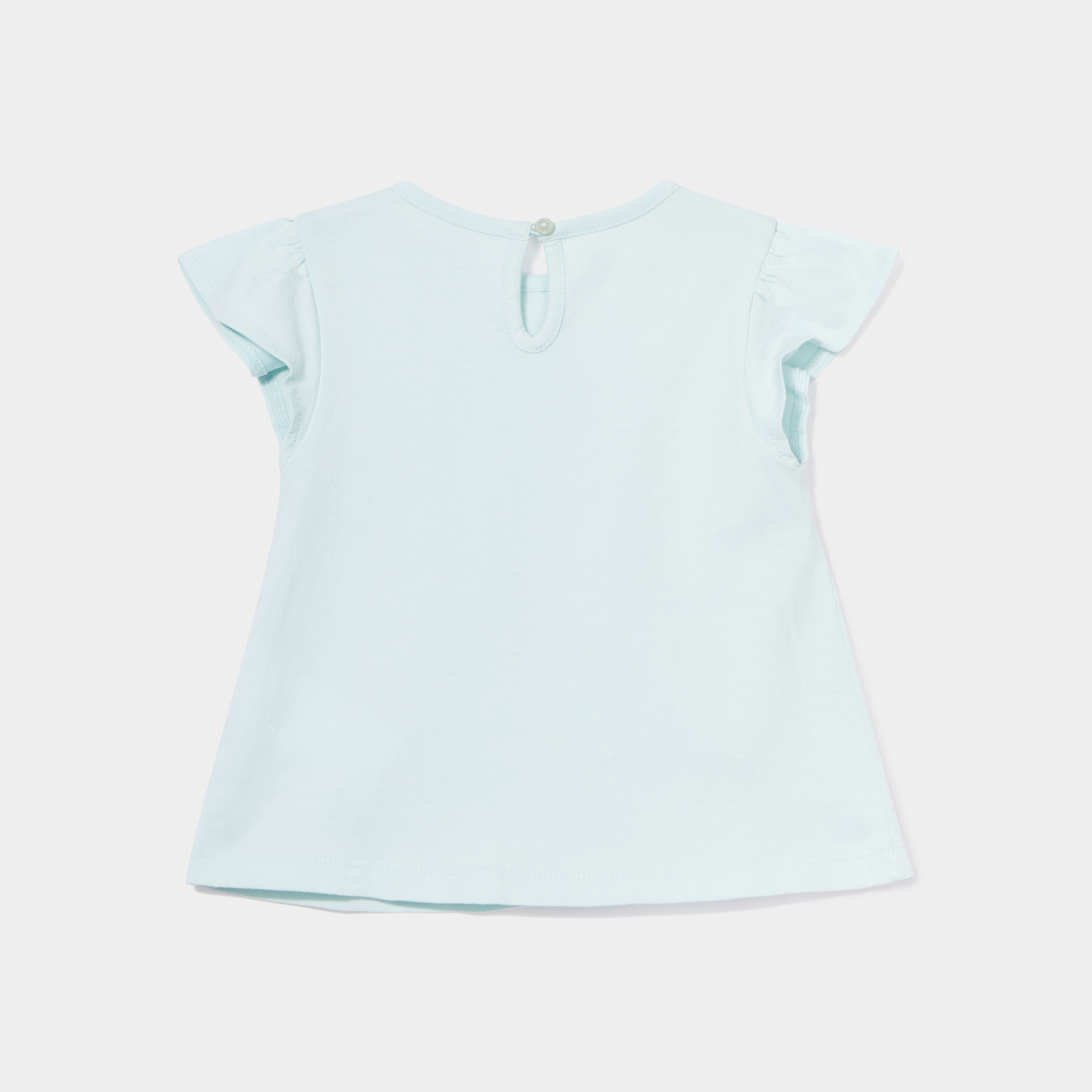 T-shirt broderie manches courtes Creeks bleu turquoise bébé fille | La Halle