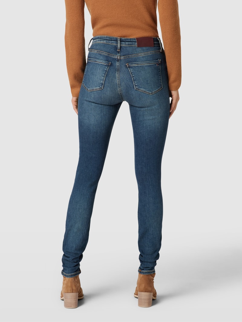 Slim Fit Jeans mit Label-Details Modell 'COMO' in dunkelgrau
