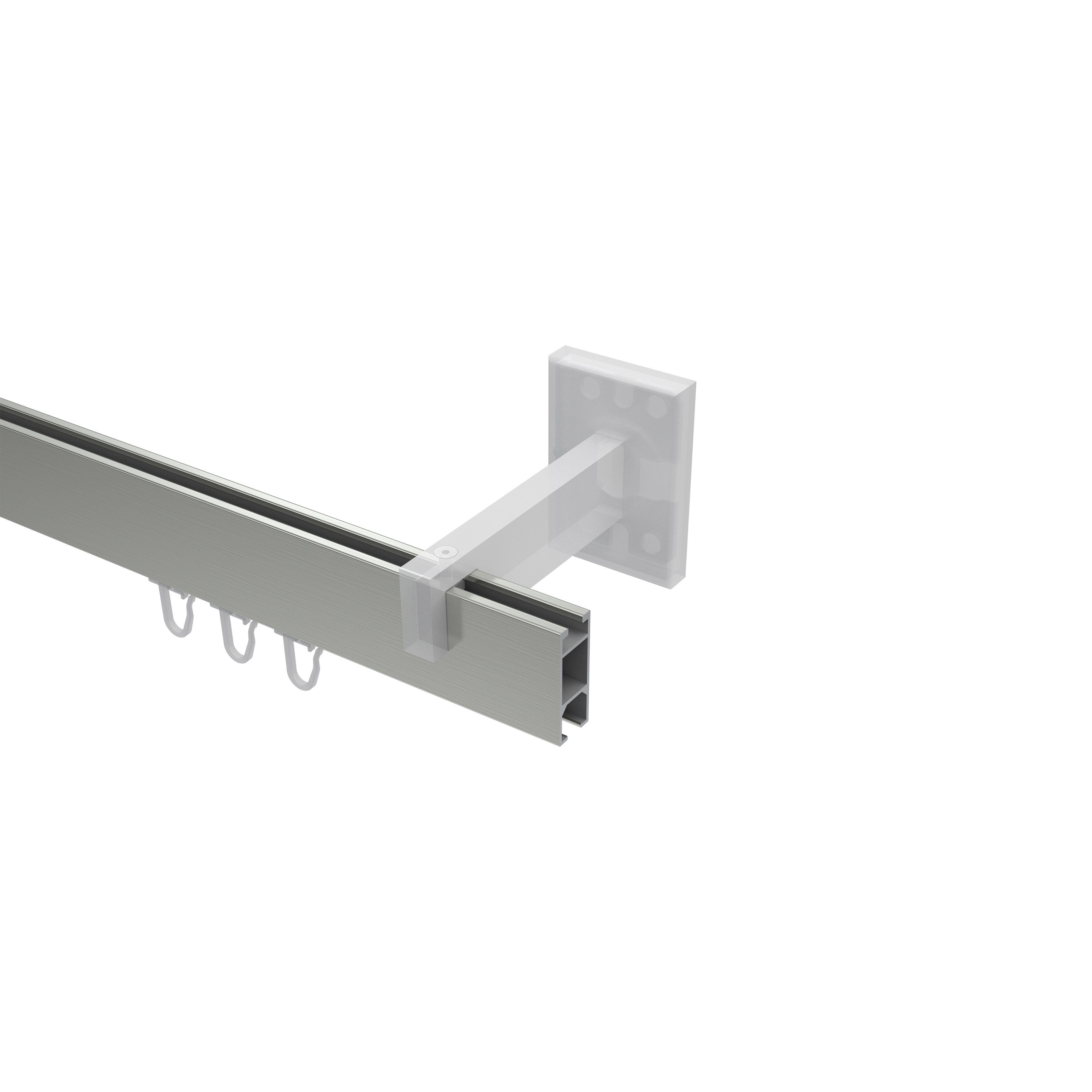 Gardinenstange Smartline Paxo, INTERDECO, 1-läufig, 14x35 mm, eckig, Wandmontage, Edelstahl-Optik