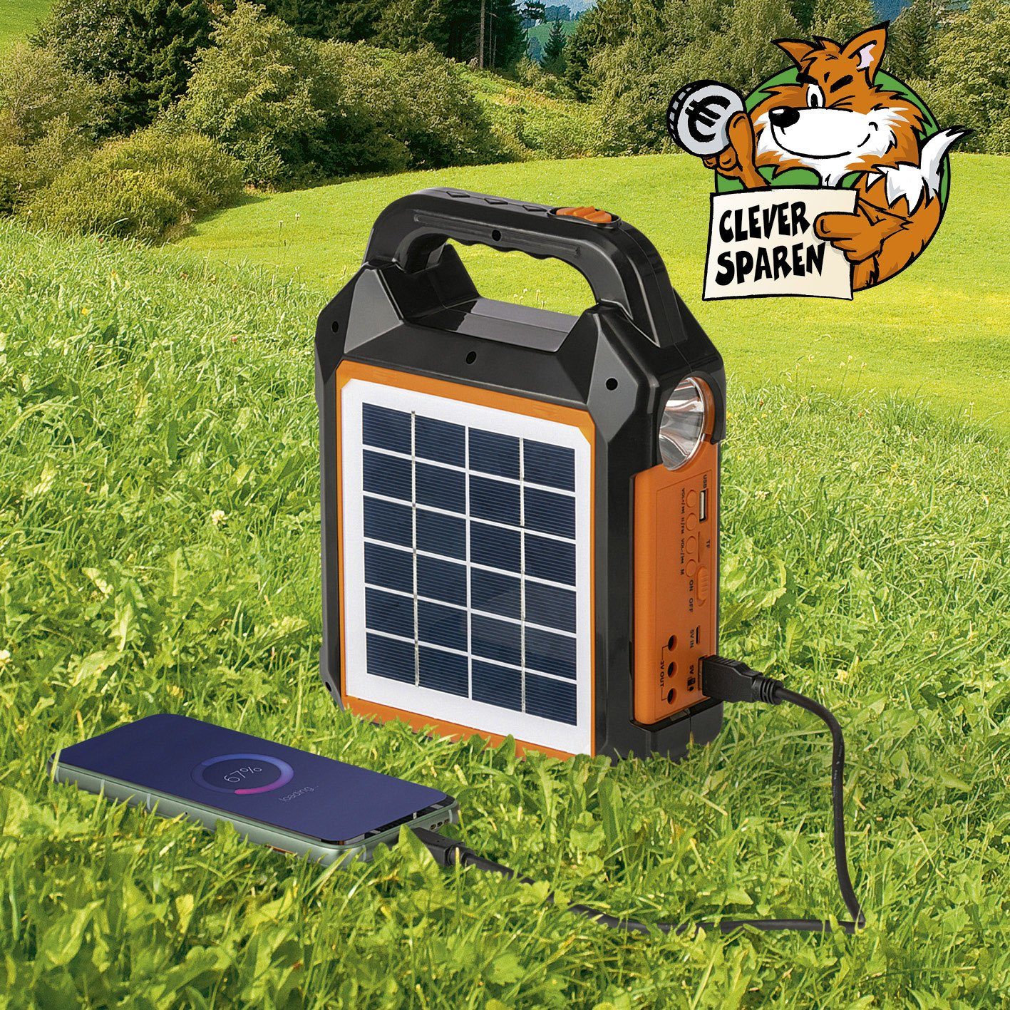 EASYmaxx Stromgenerator Solar-Generator Kit 4500mAh - schwarz/orange, (1-tlg)