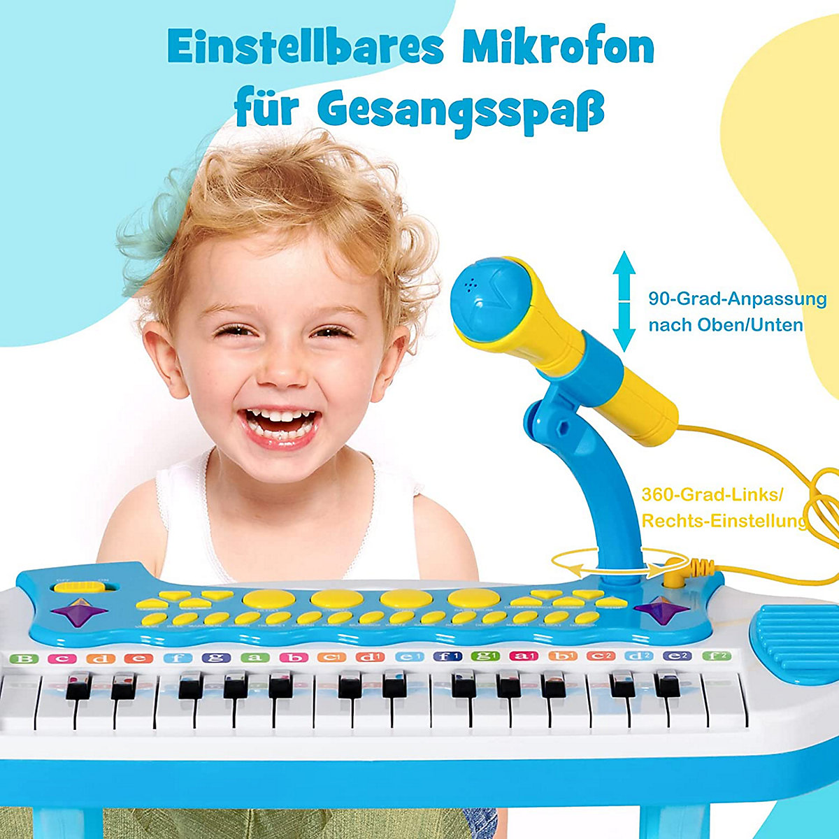 Keyboard mit Hocker Mikrofon Lichtern 31 Tasten