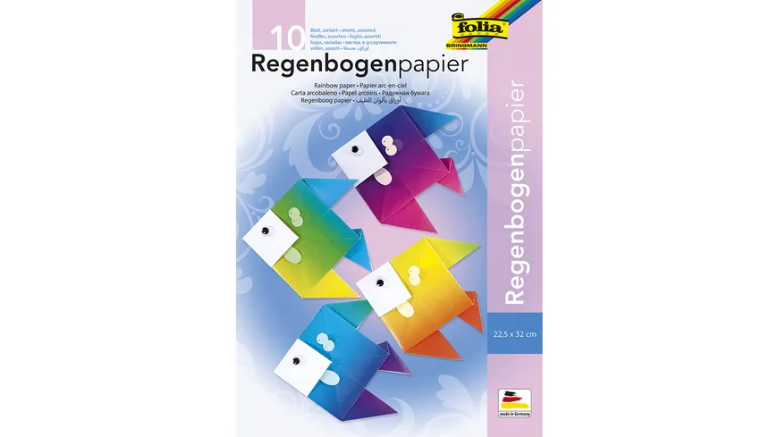 folia Regenbogenpapiermappe 22 x 32 cm 10 Bogen