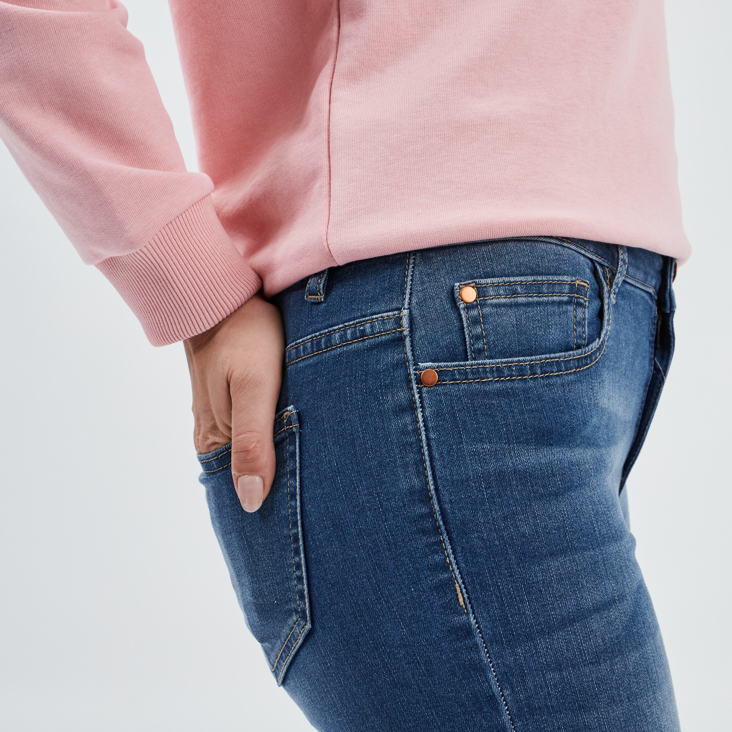 Bermuda slim en jean denim stone femme | La Halle