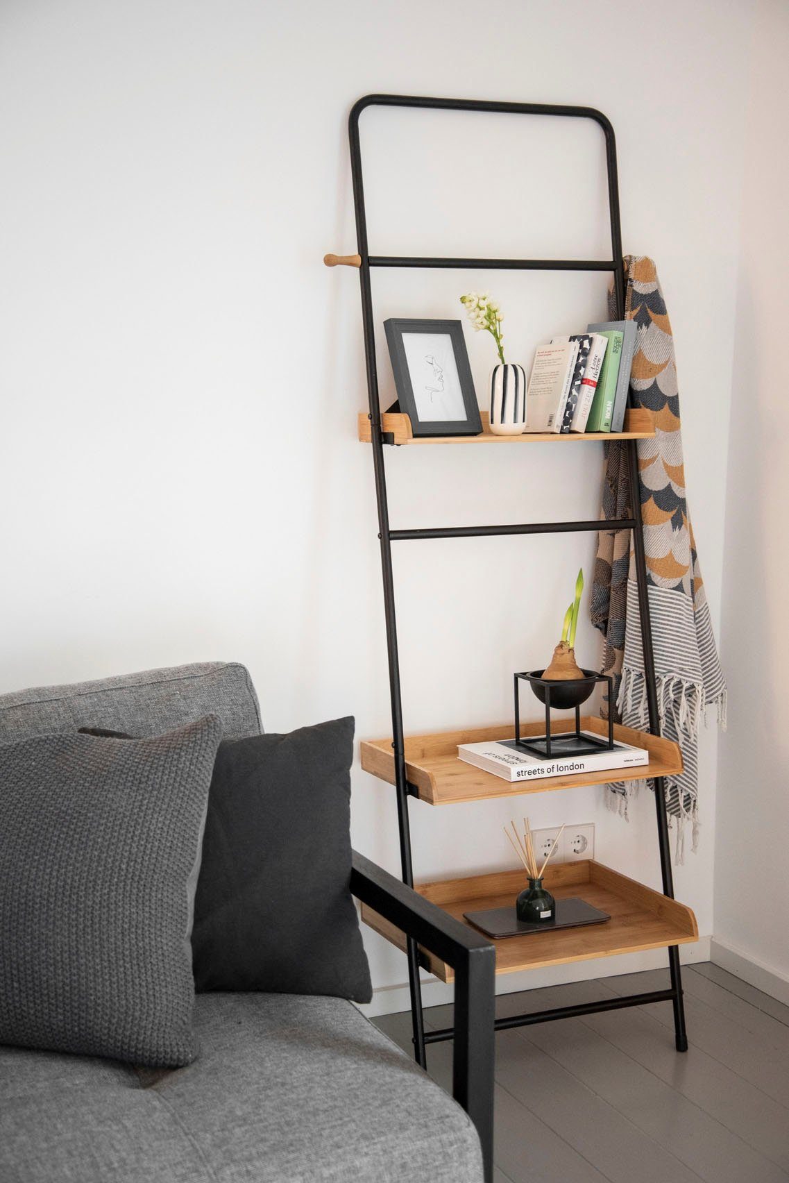 WENKO Leiterregal Loft, Badezimmerregal aus Bambus