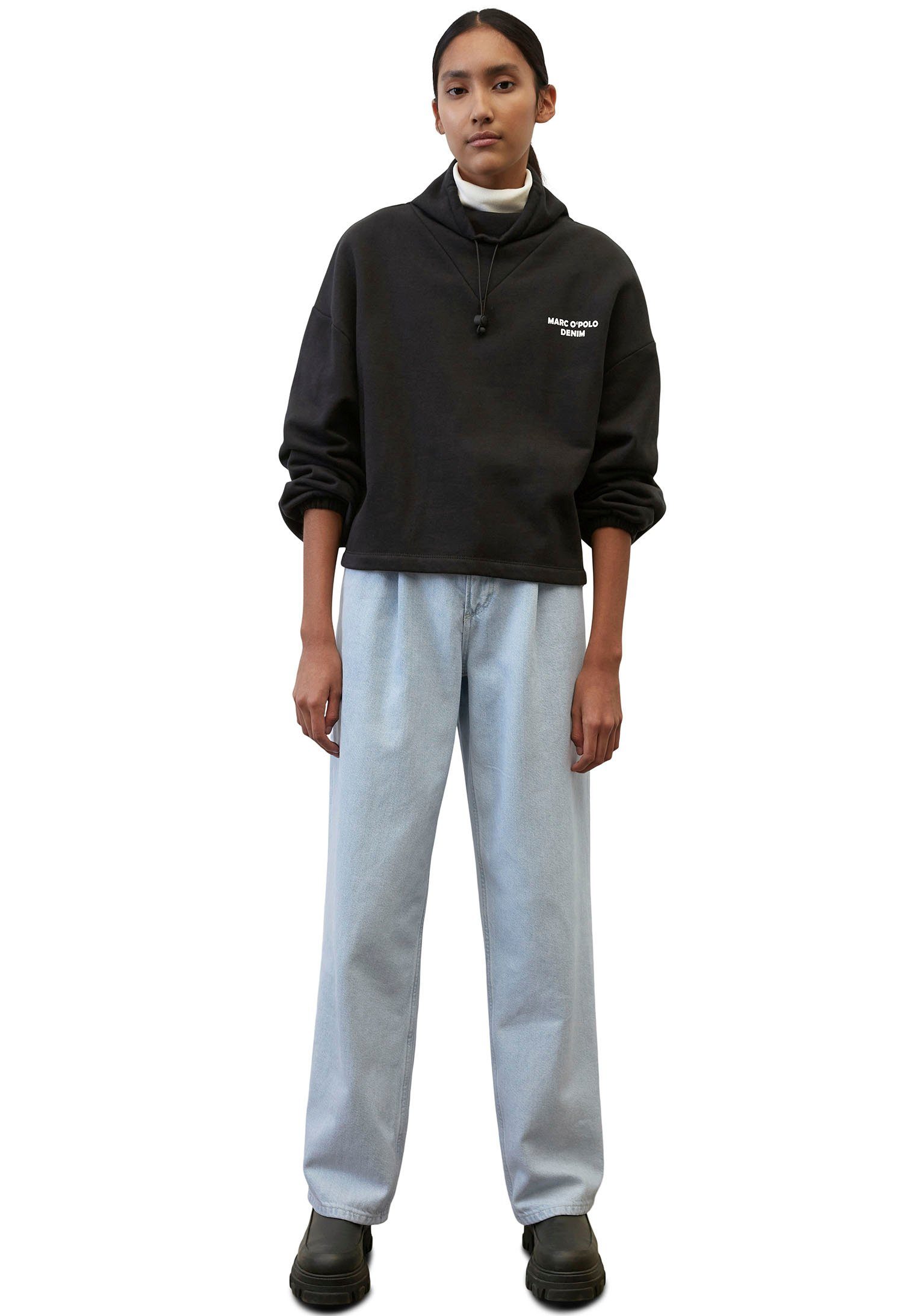 Marc O'Polo DENIM Kapuzensweatshirt mit besonderer Kragenlösung und Kordelzug