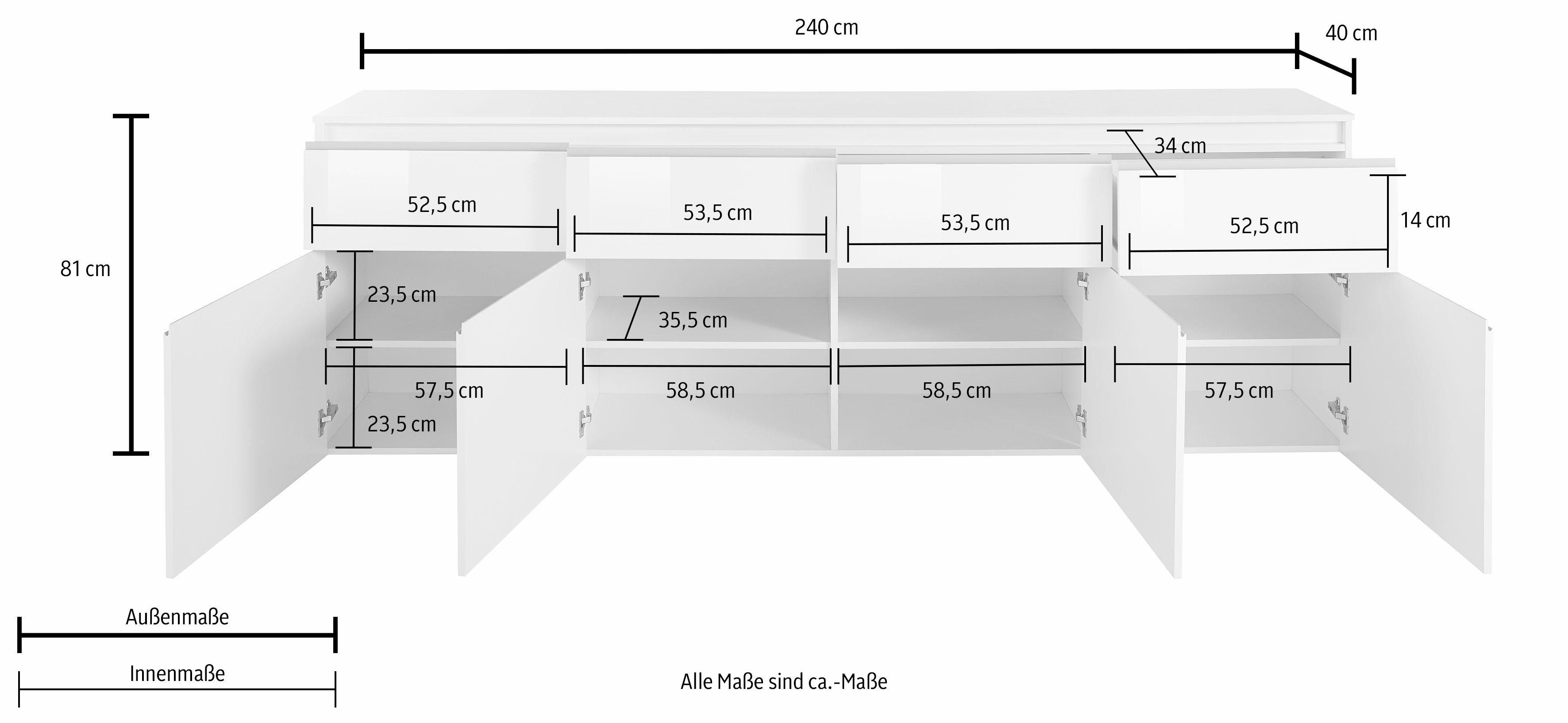 Tecnos Sideboard Magic, Breite 240 cm, ohne Beleuchtung