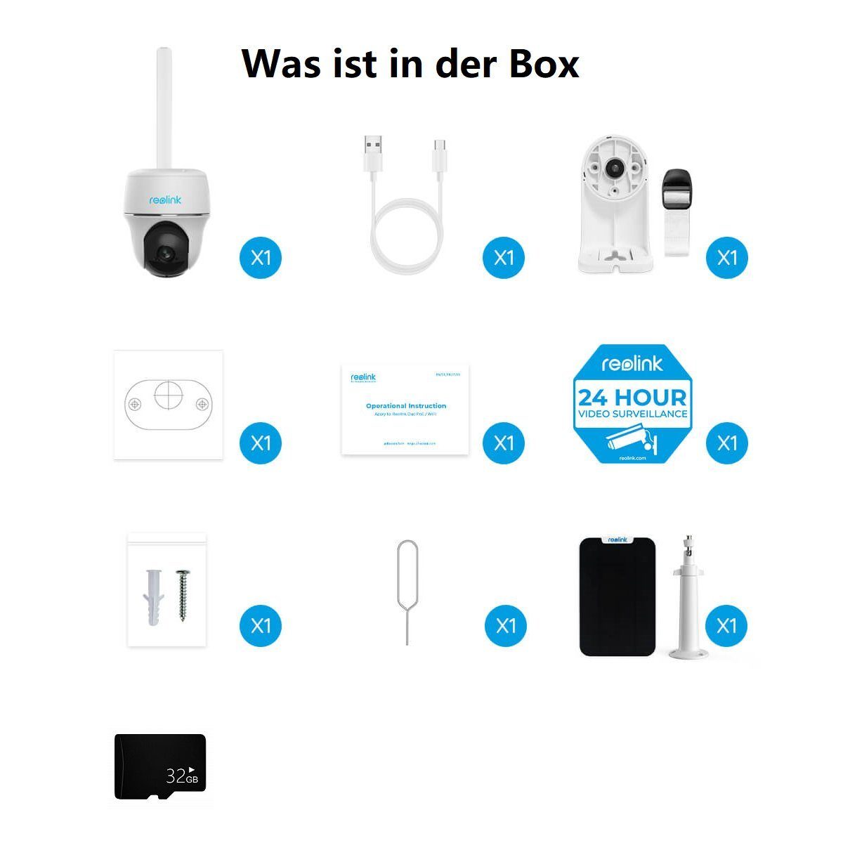 Reolink Go PT Plus+Solarpanel 4MP 3G/4G LTE 355°/140° Schwenkbare PTZ Akku Überwachungskamera (Außenbereich, Wald, Farm, Campingbus, Straße, 1-tlg., mit 32GB SD-Karte, mit SIM-Kartenslot+32GB SD Karte,Intelligenter Erkennung,IR-Nachtsicht)