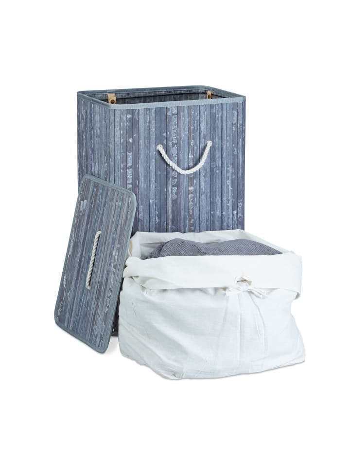 relaxdays Wäschekorb in Grau - (B)43,5 x (H)65,5 x (T)33,5 cm günstig kaufen onesize