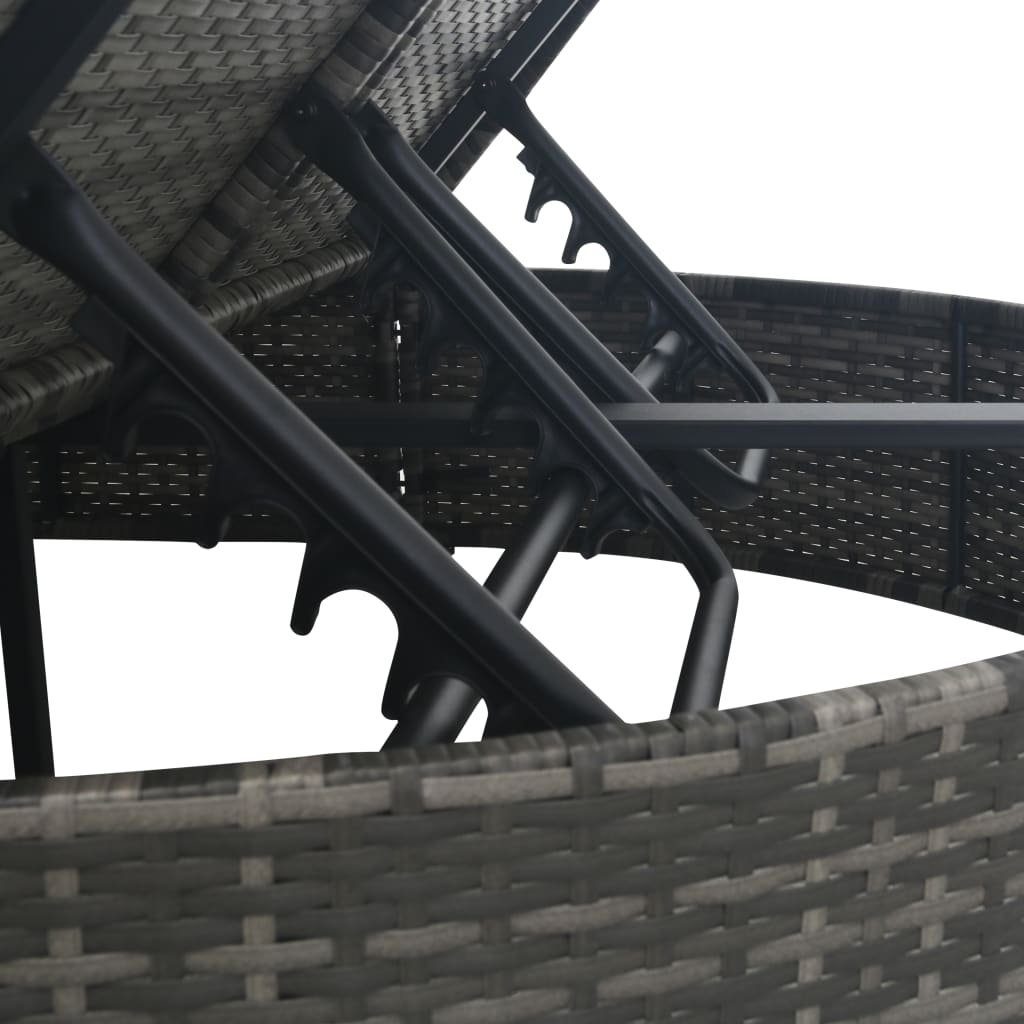 Merax Loungebett, 2 Teile, aus Polyrattan, Gartenliege, Sonnenlige inkl. Auflage, verstellbare Rücklehne
