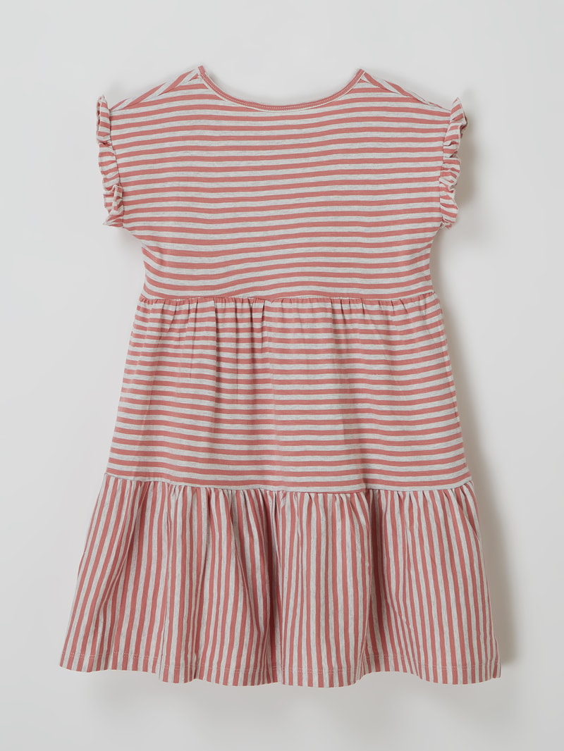 Kleid mit Streifenmuster in koralle