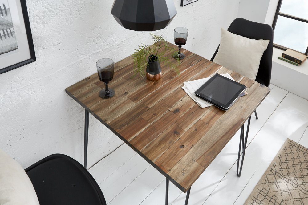 riess-ambiente Esstisch SCORPION 80cm braun, Massivholz · Küchentisch · Hairpin Legs · Retro · Akazie