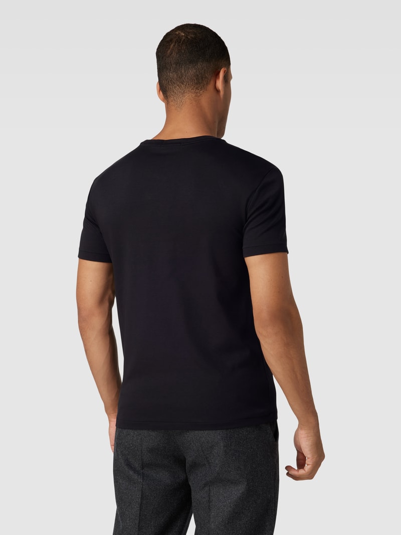 T-Shirt mit Streifenmuster Modell 'PIMA' in schwarz