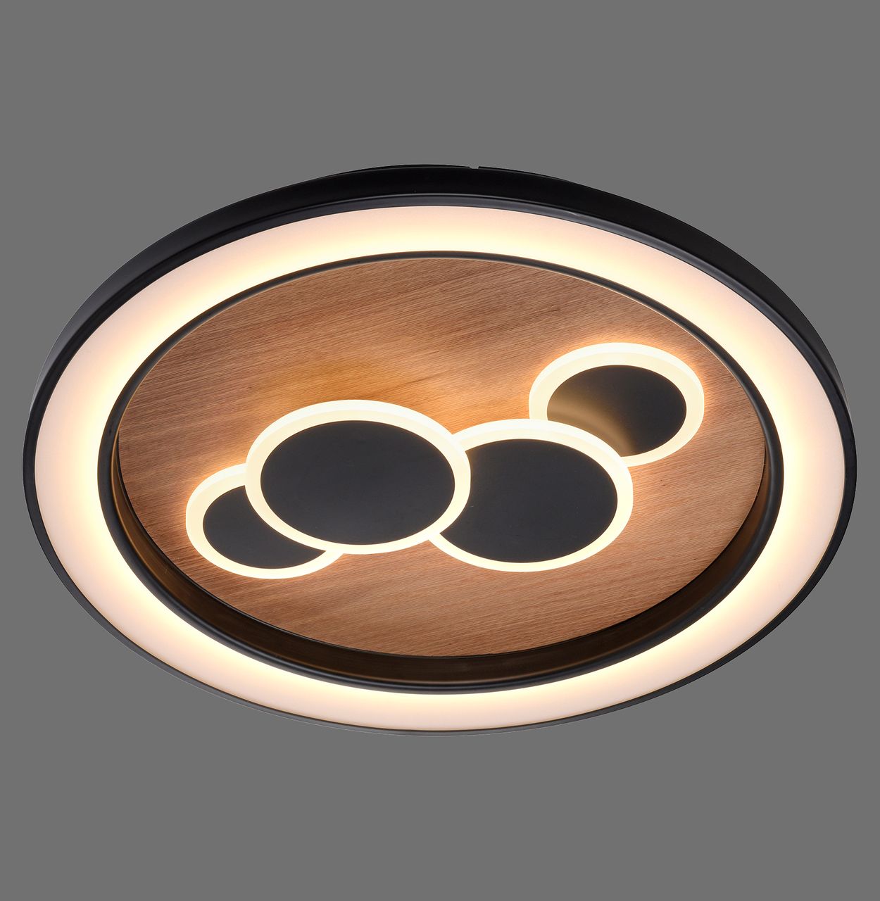 Paul Neuhaus LED Deckenleuchte ELIZA, Serienschalter, 3000 Kelvin, rund, Holz-natur
