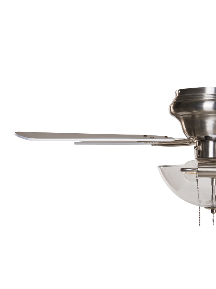 Beliani Deckenventilator mit Licht SIRAMA in Silber/Heller Holzfarbton günstig kaufen onesize