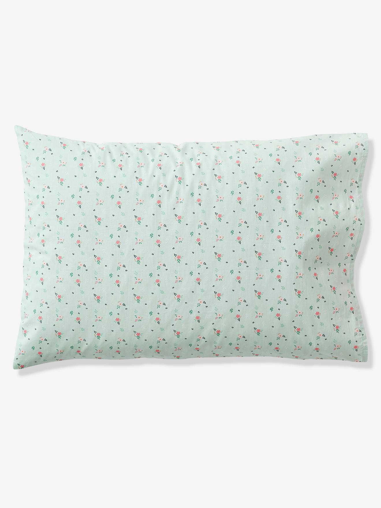 Parure housse de couette + taie d'oreiller enfant Bio Collection FLOREALE ecru/bleu grisé
