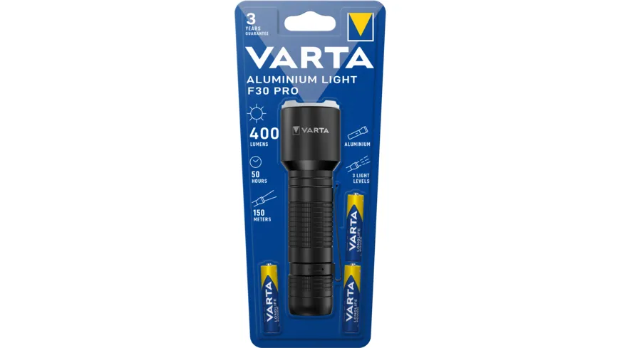 VARTA Aluminium Light F30 3AAA 17608 mit Batterien Blister