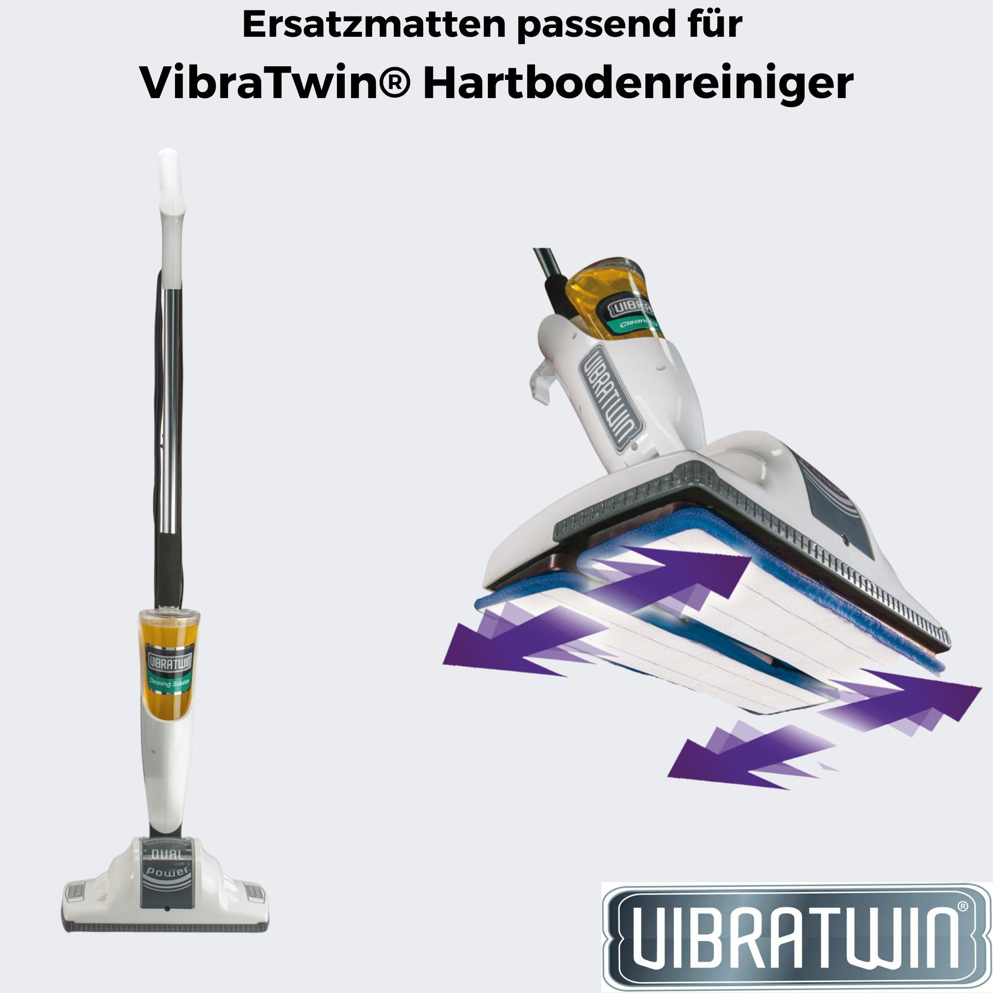 Best Direct® VibraTwin® Hartbodenreiniger Ersatzmatten Wischbezug (Teppichpad, 32x19 cm, Packung, 1-tlg., Zubehör, 3 Varianten: Polierset, Teppich Pad oder Scheuer- und Fleckenpad)