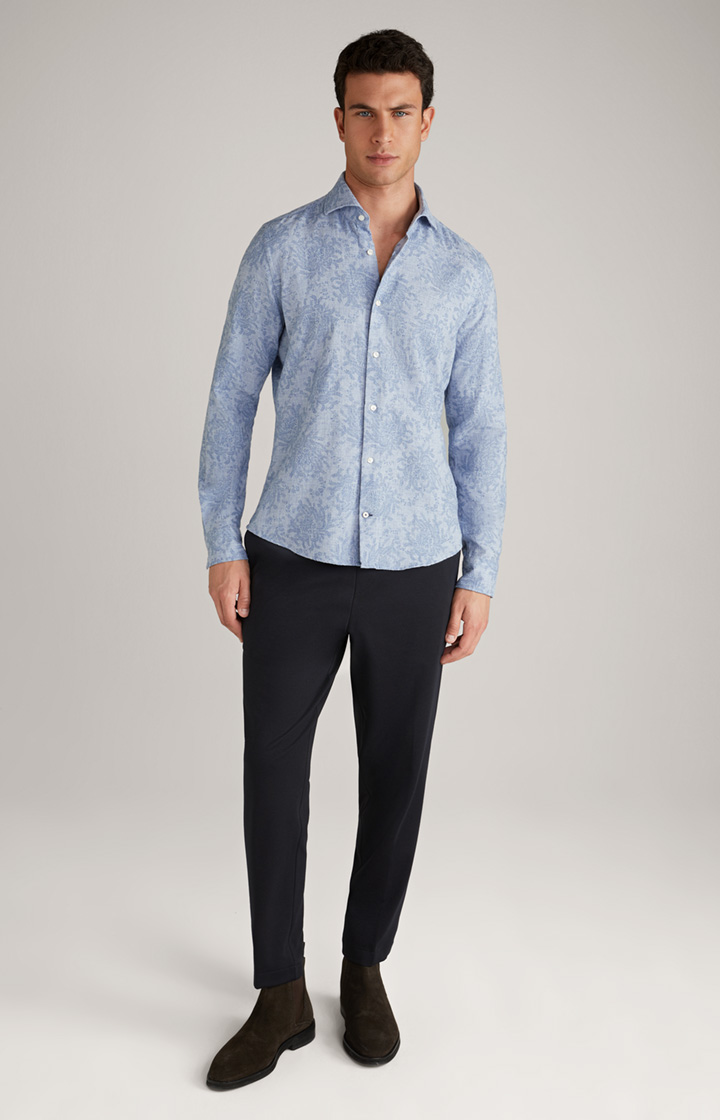 Wool-Mix-Hemd Pai in Blau gemustert