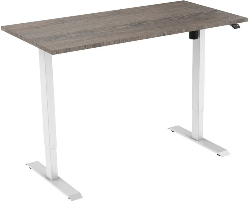 euroseats Logan Rechteckig Elektrisch Höhenverstellbar Sitz-Stehschreibtisch Eiche Holz, Metall Weiß 1.400 x 800 x 750 - 1.235 mm