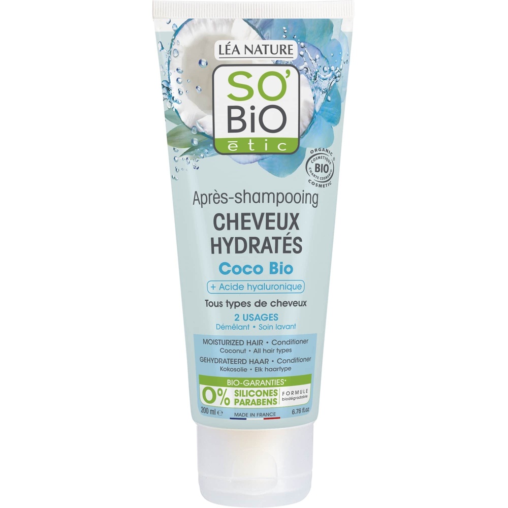 LÉA NATURE SO BiO étic Après-shampooing cheveux hydratés³, Coco bio & Acide hyaluronique Après-shampooing