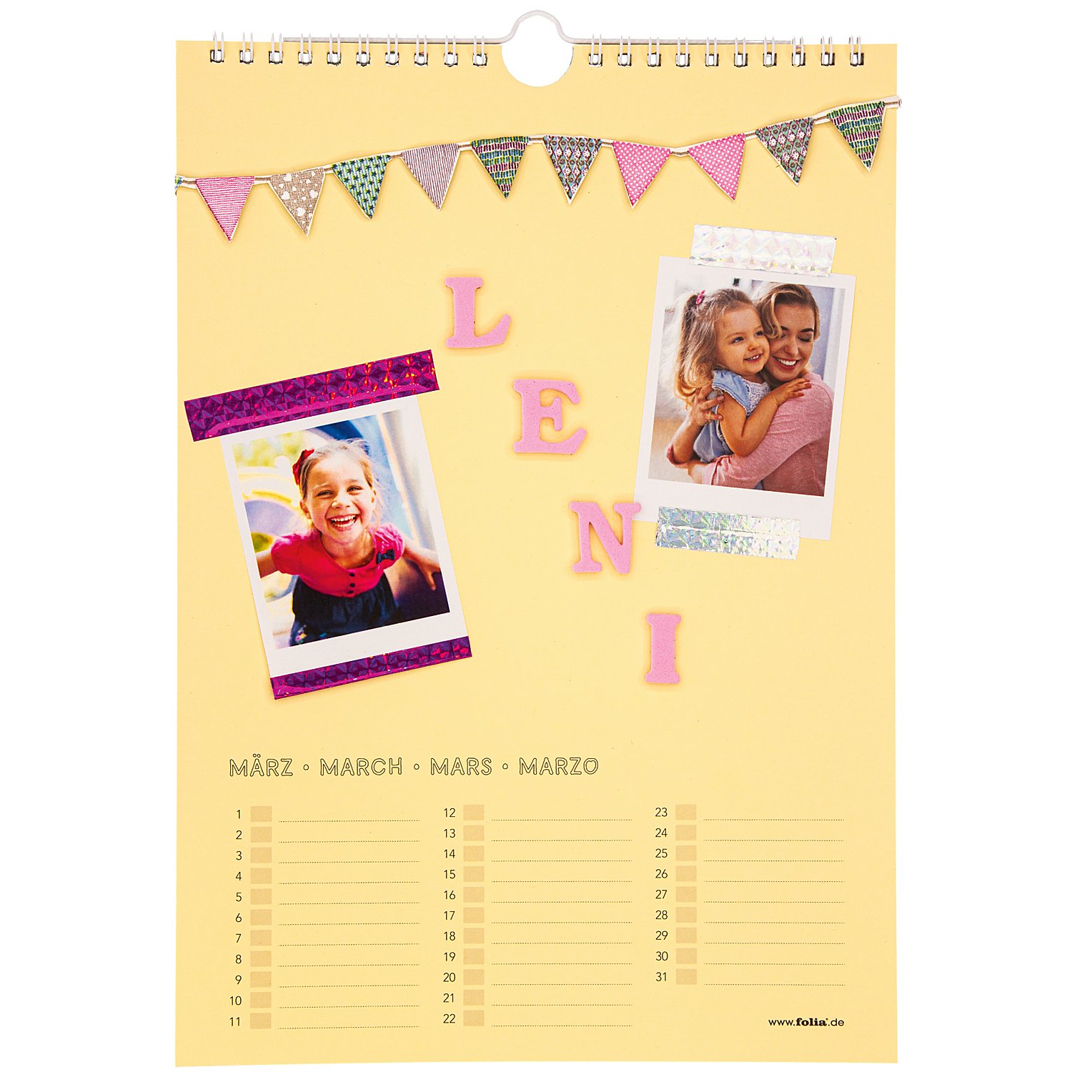 folia Dauerkalender, bunt, 21 x 29,7 cm