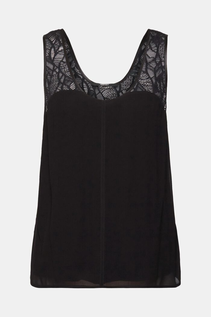 Spitzentop aus Material-Mix