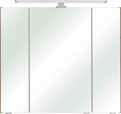 PELIPAL Spiegelschrank Quickset Breite 80 cm, 3-türig, LED-Beleuchtung, Schalter-/Steckdosenbox