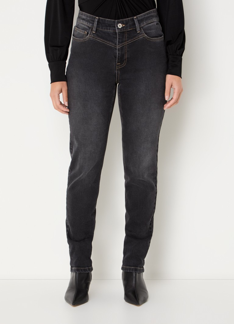 Blugi skinny cu talie înaltă, decolorați în culoarea espresso
