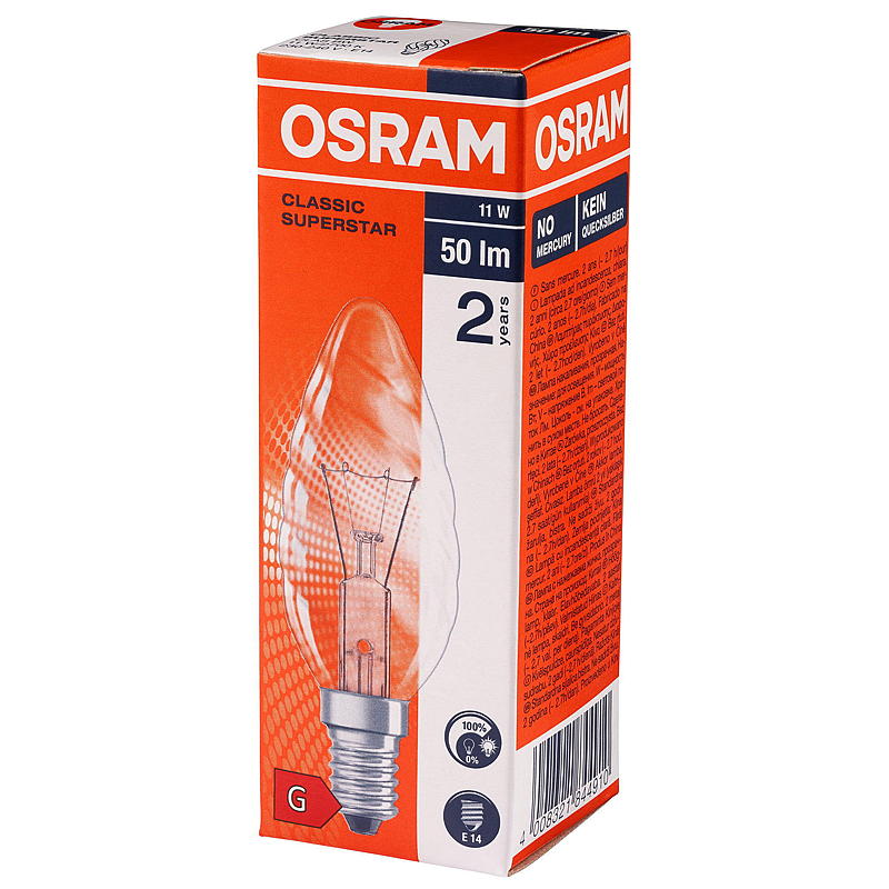 Osram Lyspære 11W E14 Classic BW, Mignon Osram