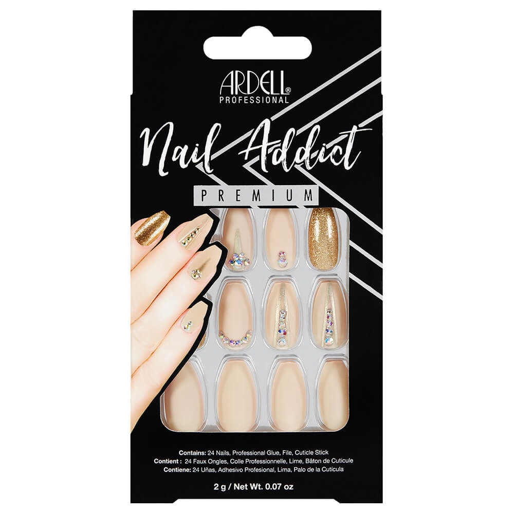 Ardell Nail Addict Nude Jeweled Faux-ongles prêt à poser Ardell avec accessoires