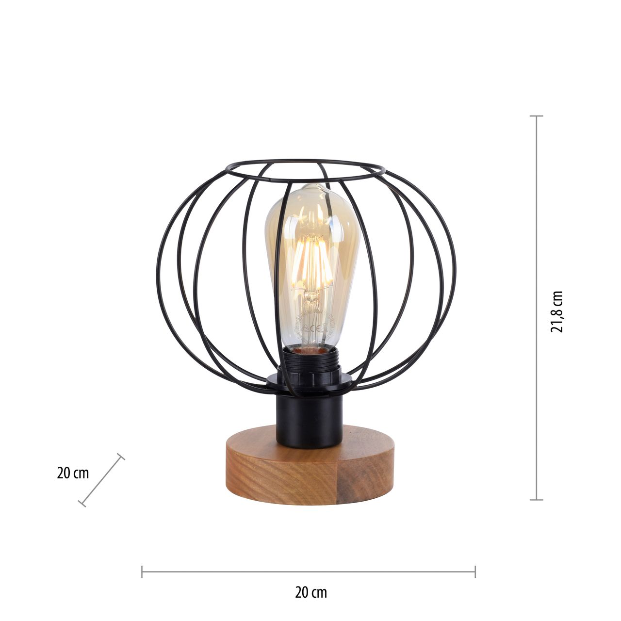 JUST LIGHT LeuchtenDirekt Tischleuchte KASKA, Holzdekor, 1xE27 max. 40 W, Innenleuchte, IP20