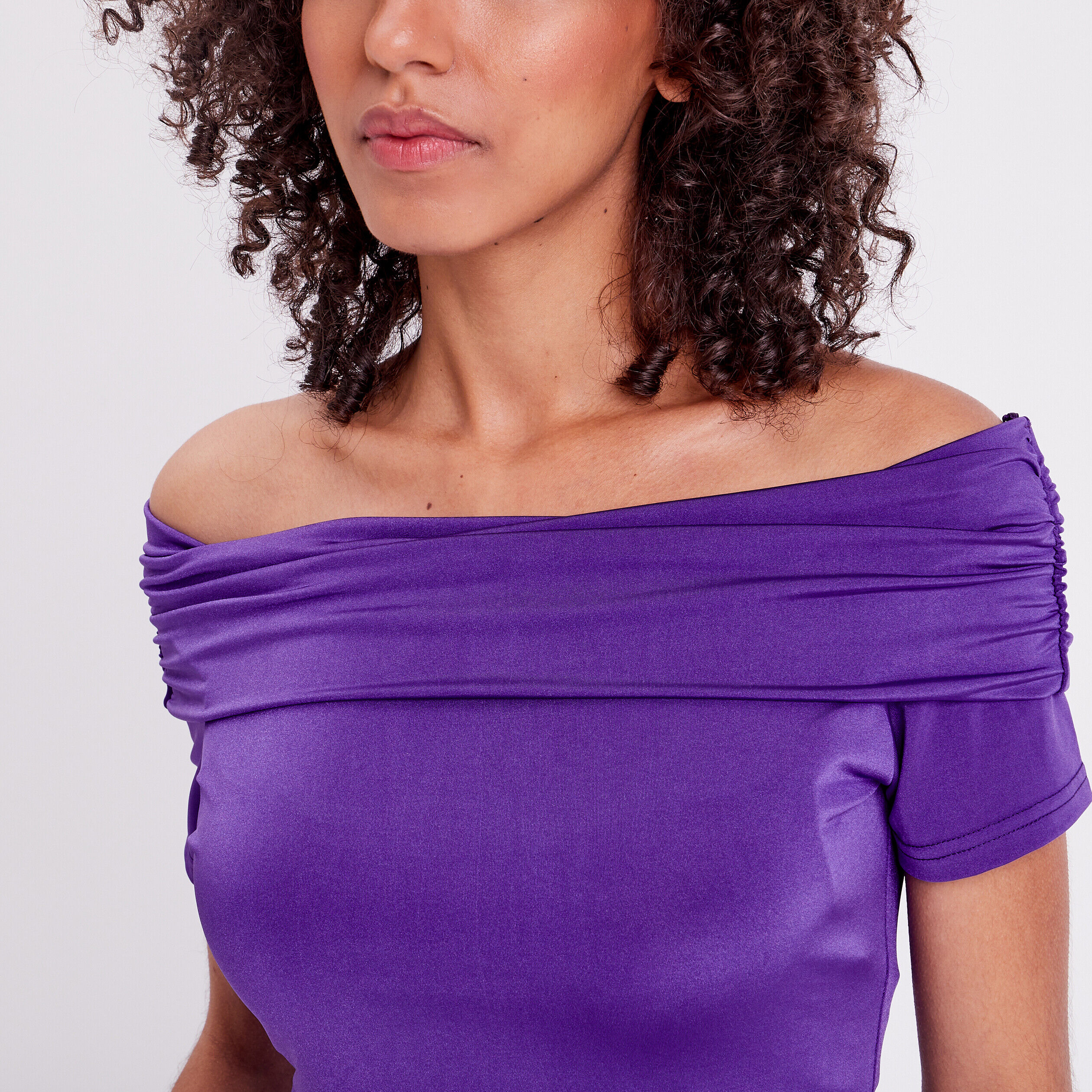 T-shirt col bardot violet femme | Cache Cache