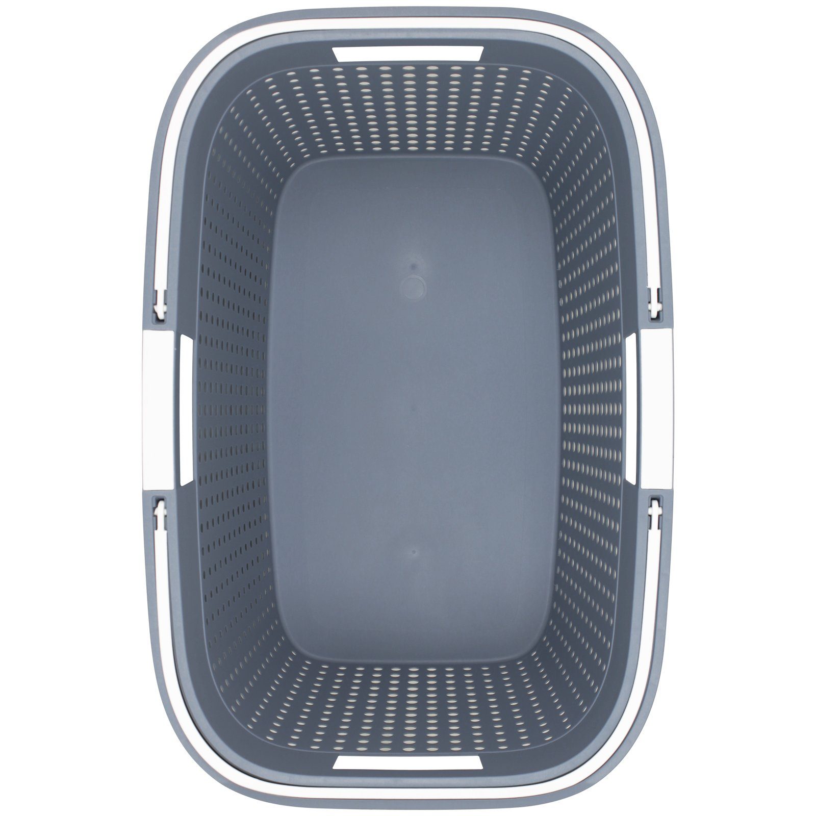 Koopman Wäschewanne Wäschebkorb Lochmuster 45L Farbwahl Henkel Rattan Optik, Plastikwanne Wäschesammler Wäsche Haushaltkorb Kunststoff