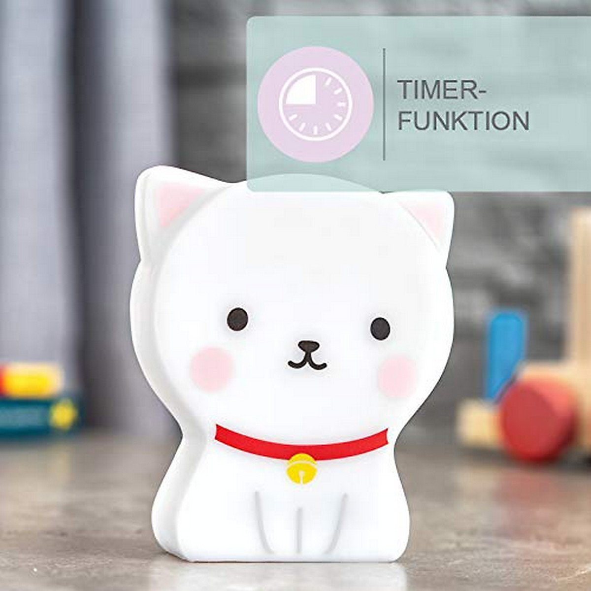 Tierfigur Katze LED Nachtlicht für Kinder mit Timer