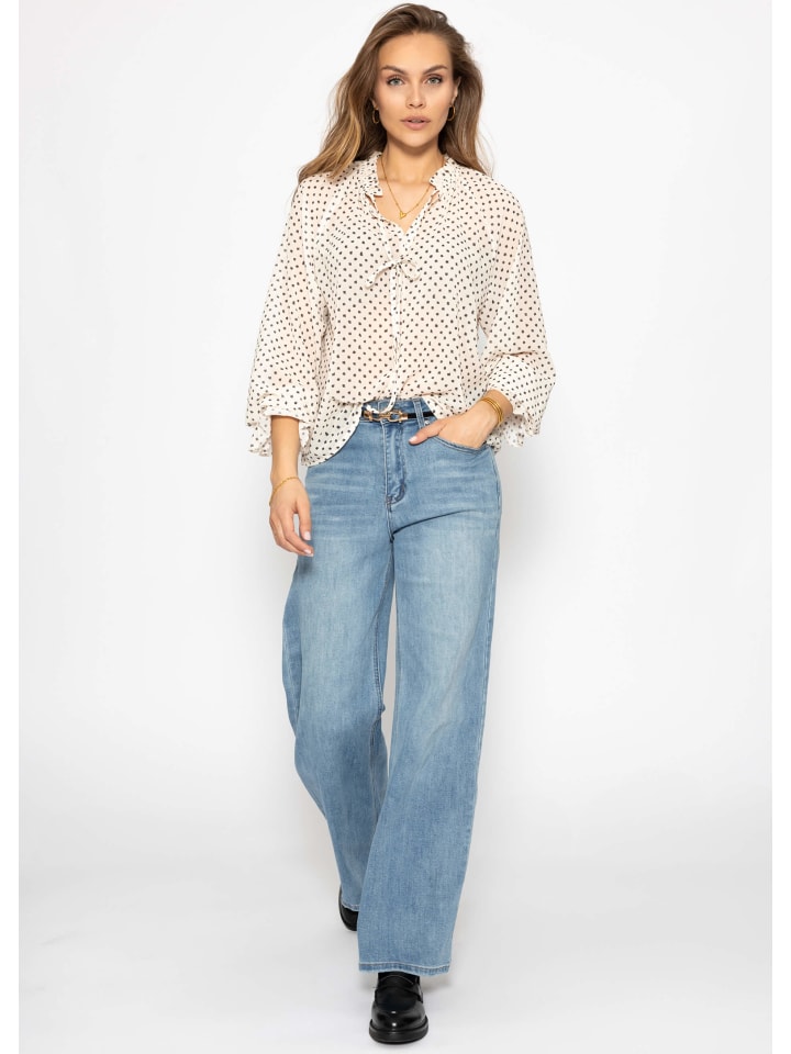 SASSYCLASSY Chiffonbluse mit Print in Beige günstig kaufen