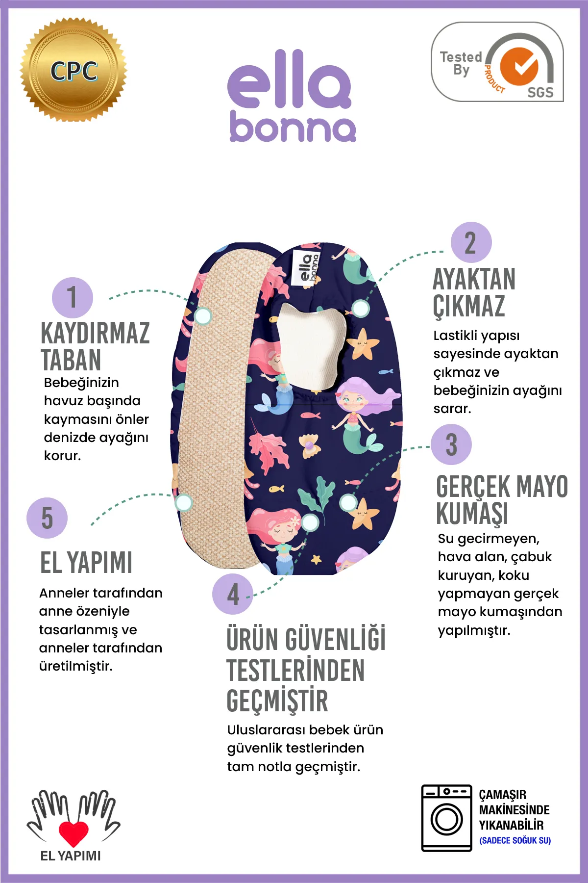 Ella Bonna  Rutschfeste Sohle, Unisex Baby, Kinder Seeschuhe, Poolschuhe, Ocean Life