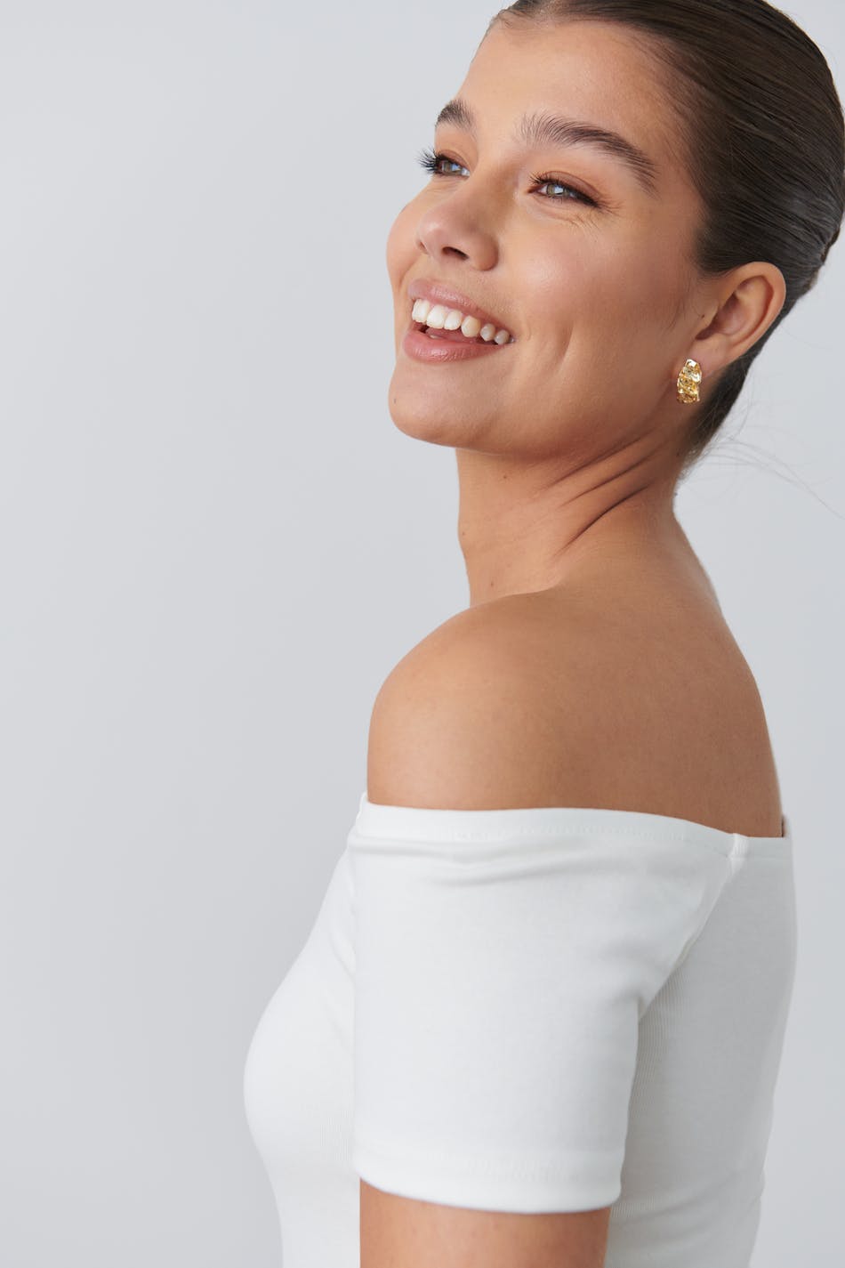 Rib off shoulder top