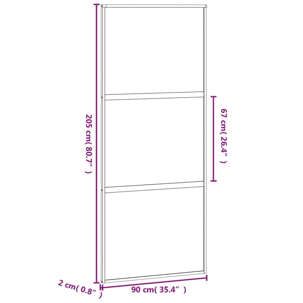 vidaXL Zimmertür Schiebetür Zimmertür Innentür Glas Schwarz 90x205 cm Hartglas und Alum
