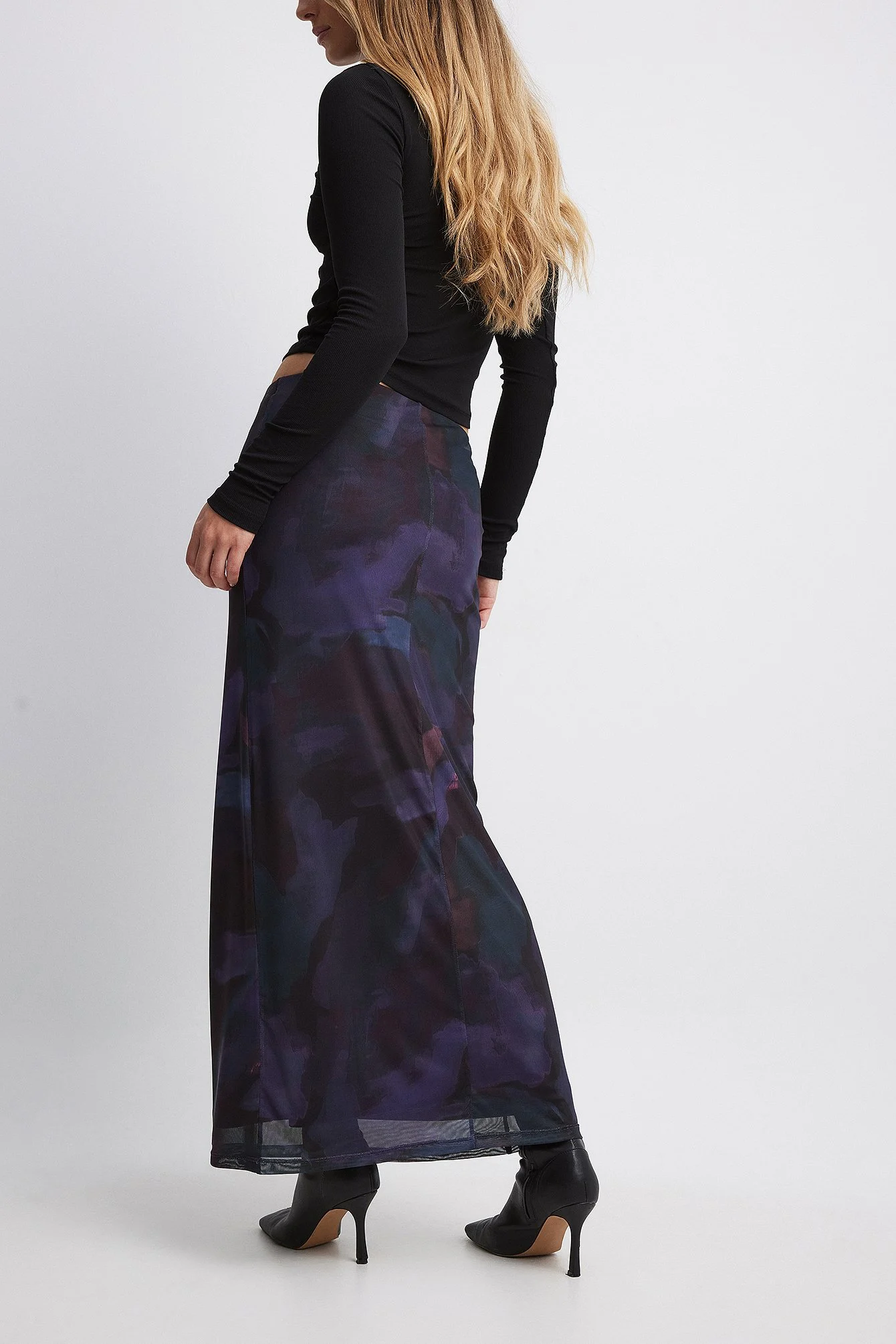Mesh-Maxirock mit niedriger Taille