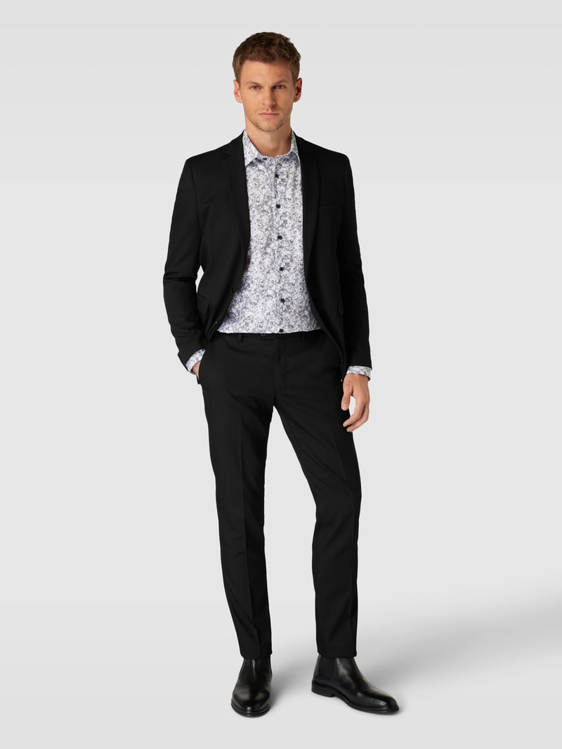 Stoffhose mit Bundfalten in schwarz