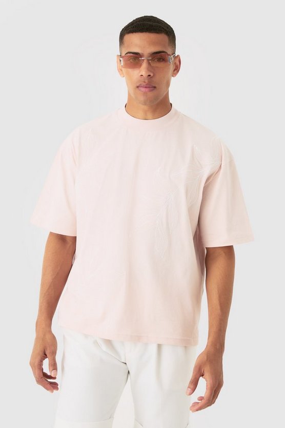 Kastiges Oversize T-Shirt mit floraler Stickerei