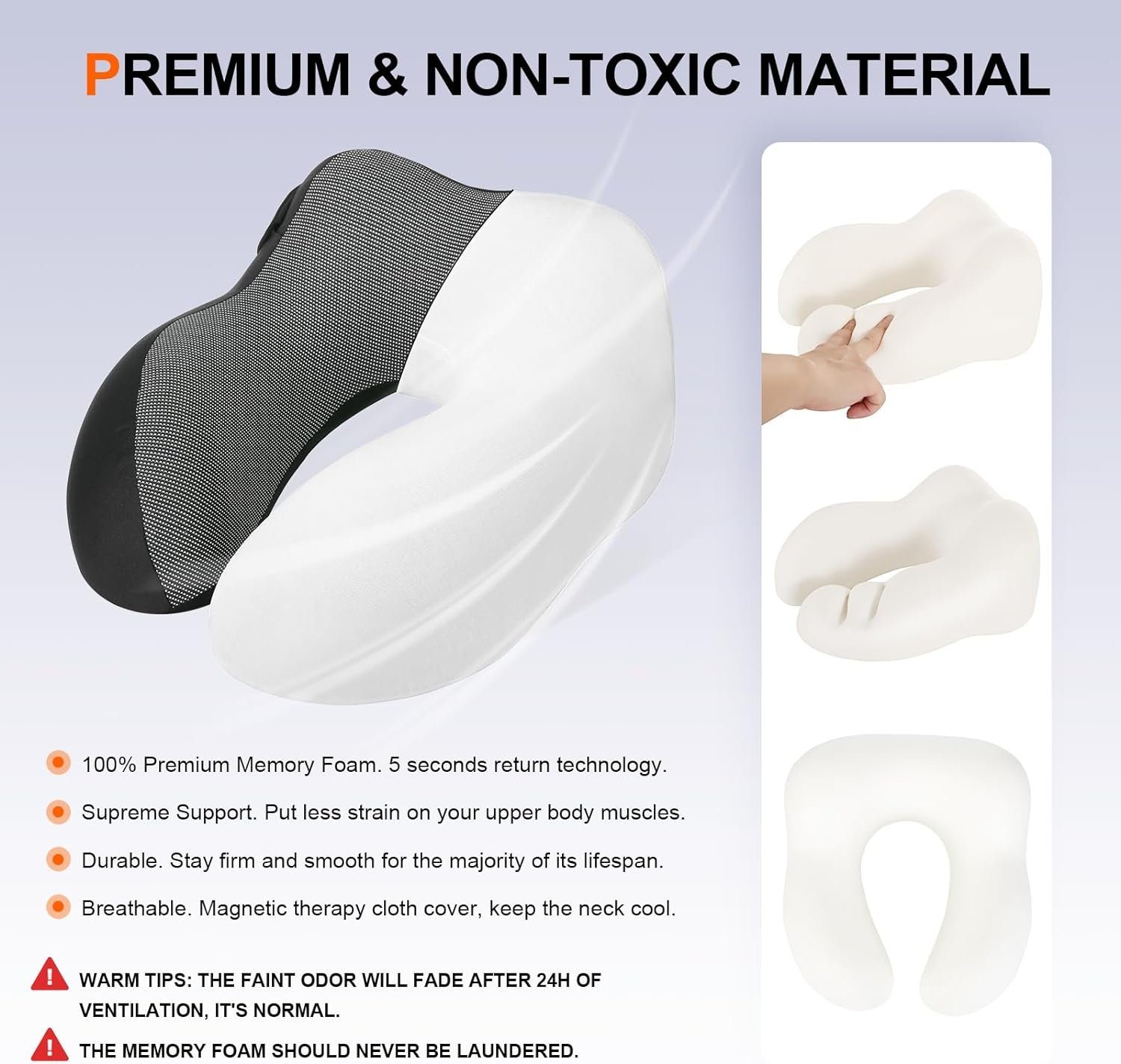 Directin Nackenkissen Memory Foam, Reisekissen mit Haube, Bequemes Nackenhörnchen mit Haube, Set, für Flugzeug, Auto, Zug, Büro, Nackenkissen Reise zum Schlafen