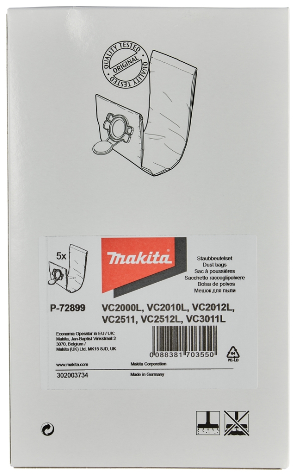 Makita Accessories P-72899 Σακούλα σκόνης από φλις VC3011L/2512 5 τεμ.