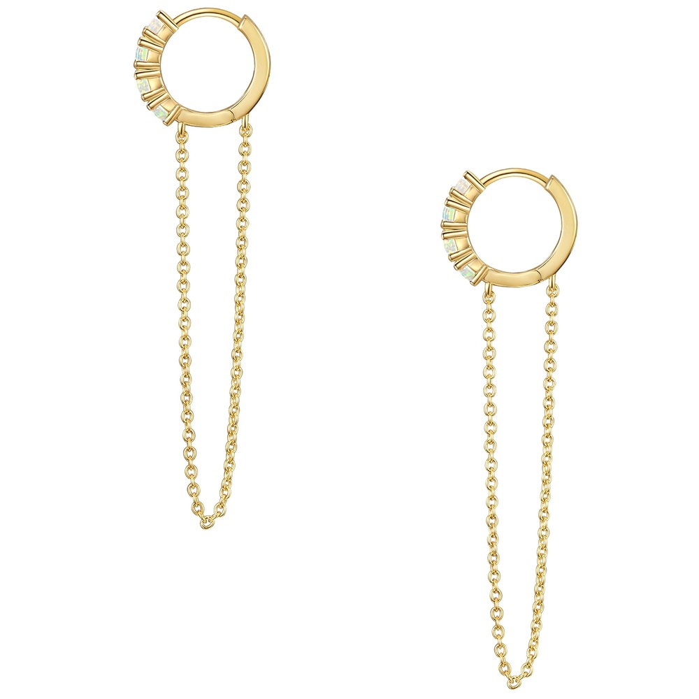 Glanzstücke München Créoles en argent Argent sterling Opale (synth.) en Or jaune Boucles d'oreilles