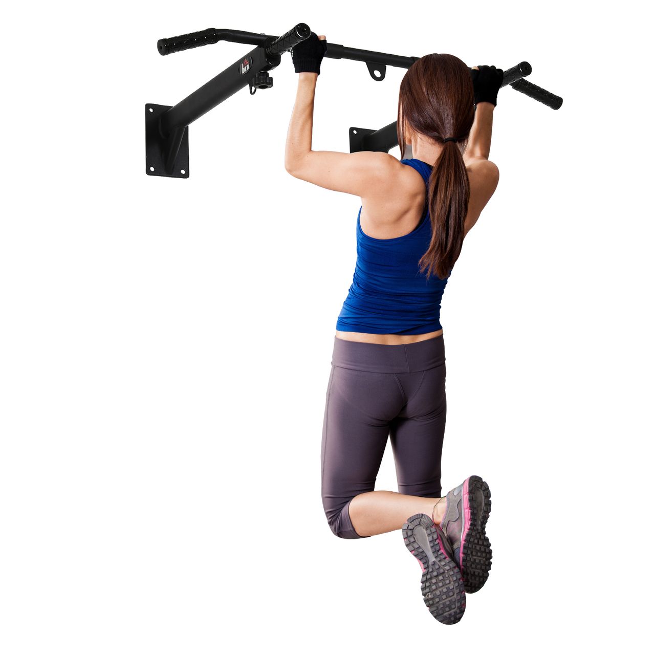 HOMCOM Klimmzugstange pull up bar Wandmontage Reckstange mit Ösen für Boxsack Stahl Schwarz ca. 93,5 x 65 x 17 cm